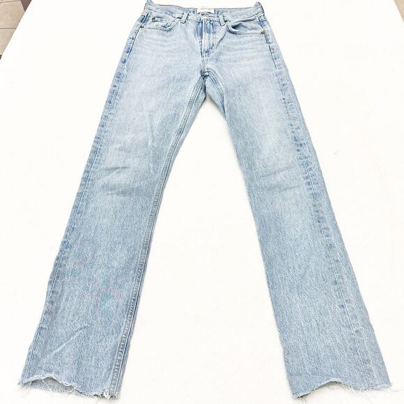 AGOLDE Cherie Jean Light Wash Denim Jeans Zip Fly Raw Hem A084B-811 Size 24 - Picture 2 of 8